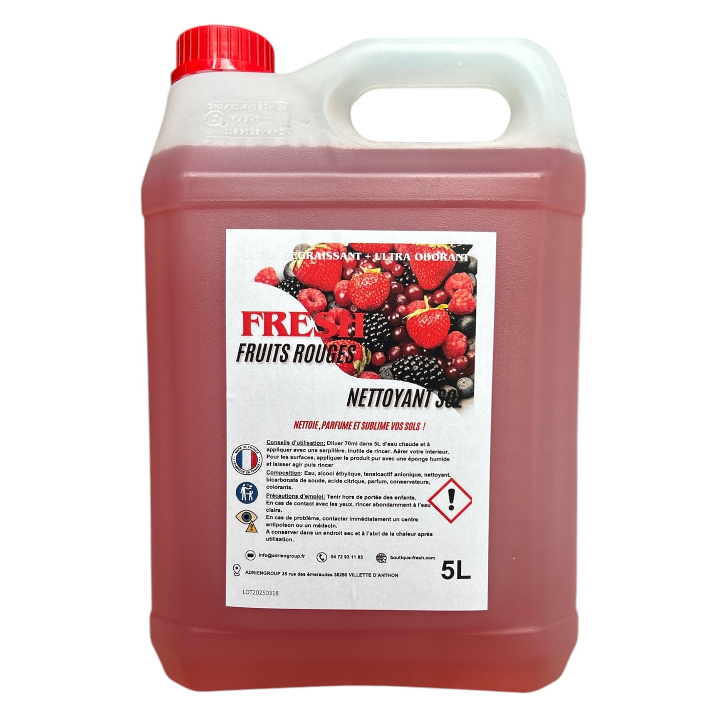 4 BIDONS DE NETTOYANT SOL FRUITS ROUGES